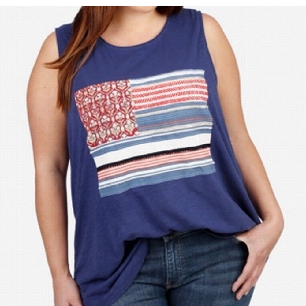 LUCKY BRAND NEW Women's Flag Tank Tee plus size 1X with tags